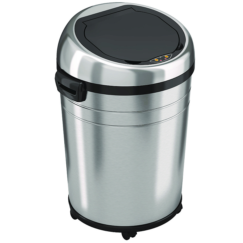 HLS Commercial Extra-Large Sensor Trash Can with Wheels, 18 gal, Plastic/Stainless Steel (HLS18RC)