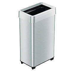 HLS Commercial Open Top Trash Can with Wheels, 18 gal, Plastic Stainless Steel, Silver (HLS18UOTM)