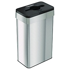 HLS Commercial Open Top Trash Can with Color-Coded Lid, 21 gal, Plastic/Stainless Steel, Silver/Black (HLS21UOTTRS)