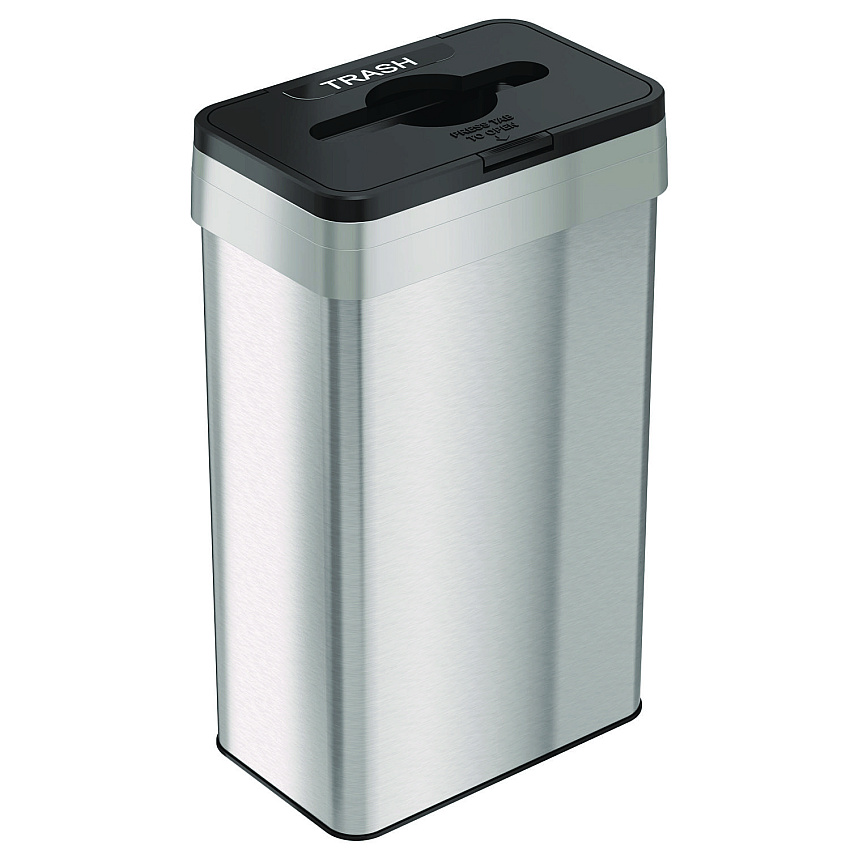 HLS Commercial Open Top Trash Can with Color-Coded Lid, 21 gal, Plastic/Stainless Steel, Silver/Black (HLS21UOTTRS)