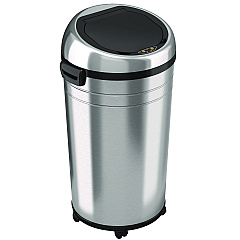 HLS Commercial Extra-Large Sensor Trash Can with Wheels, 23 gal, Plastic/Stainless Steel, Silver/Black (HLS23RC)