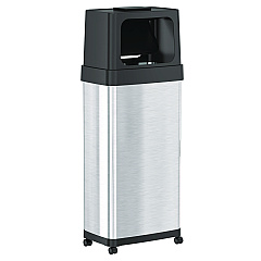 HLS Commercial Dual Push Door Trash Can, 24 gal, Stainless Steel, Silver/Black (HLS24DPO)