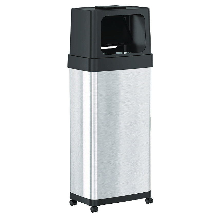 HLS Commercial Dual Push Door Trash Can, 24 gal, Stainless Steel, Silver/Black (HLS24DPO)