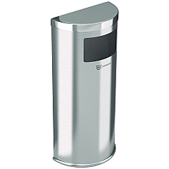 HLS Commercial Side-Entry Trash Can with Wall Mount, 9 gal, Stainless Steel, Silver (HLSC01G09A)