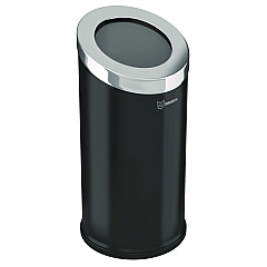 HLS Commercial Beveled Open Top Trash Can, 15 gal, Stainless Steel, Black (HLSC04G15B)
