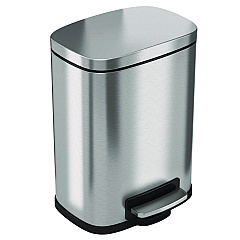 HLS Commercial Step Pedal Trash Can, 1.3 gal, Plastic/Stainless Steel, Silver (HLSS01R)
