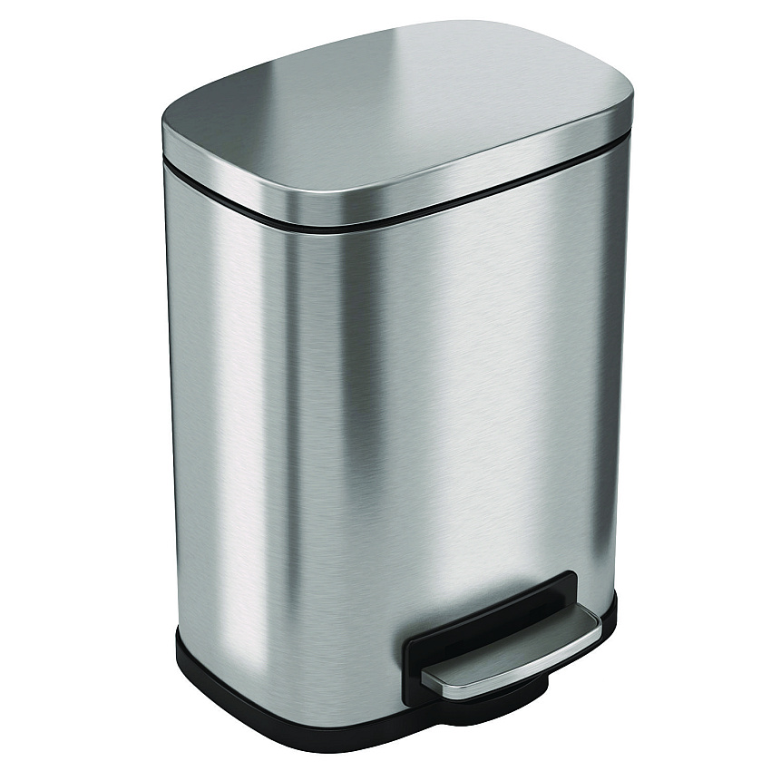 HLS Commercial Step Pedal Trash Can, 1.3 gal, Plastic/Stainless Steel, Silver (HLSS01R)