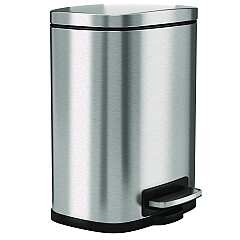 HLS Commercial Fire-Resistant Step Pedal Trash Can, 1.3 gal, Plastic/Stainless Steel, Silver (HLSS01RFR)
