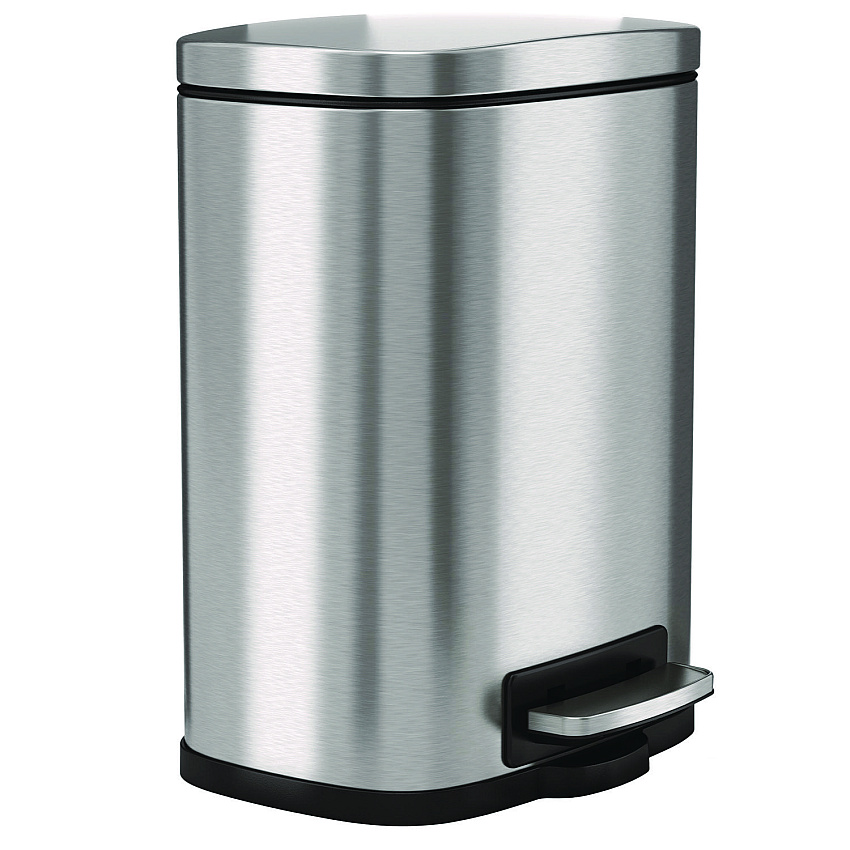 HLS Commercial Fire-Resistant Step Pedal Trash Can, 1.3 gal, Plastic/Stainless Steel, Silver (HLSS01RFR)