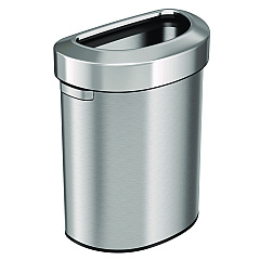 HLS Commercial Open Top Trash Can, Half-Round, 18 gal, Plastic/Stainless Steel, Silver (HLS18DOT)