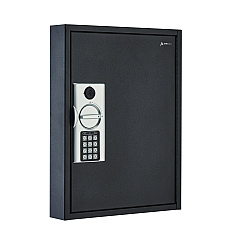 AdirOffice Steel Digital Lock Key Cabinet, 60-Key, 13 x 2.6 x 17, Stainless Steel 304, Black (I68060BLK)