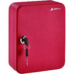 AdirOffice Steel Secure Key Cabinet with Key Lock, 48-Key, 7.1 x 3.1 x 10, Stainless Steel 304, Red (I68148RED)