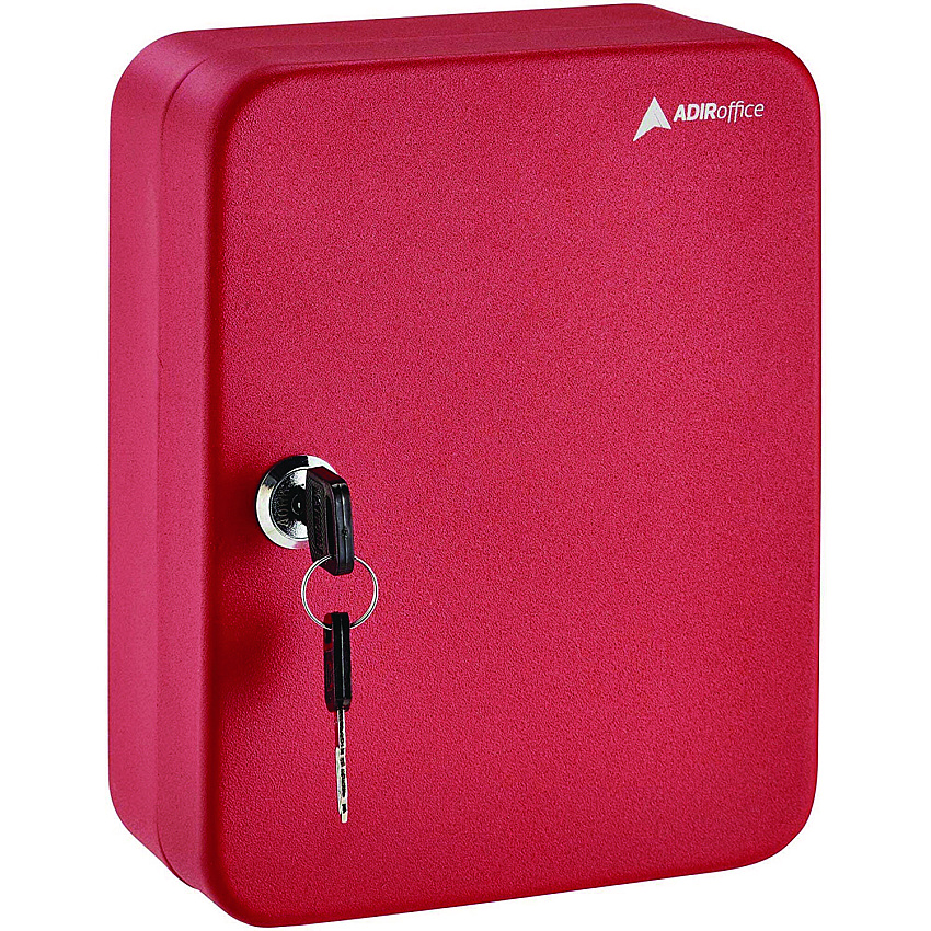 AdirOffice Steel Secure Key Cabinet with Key Lock, 48-Key, 7.1 x 3.1 x 10, Stainless Steel 304, Red (I68148RED)