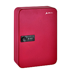 AdirOffice Steel Heavy-Duty Key Cabinet with Combination Lock, 48-Key, 7.1 x 3 x 10, Stainless Steel 304, Red (I68248RED)