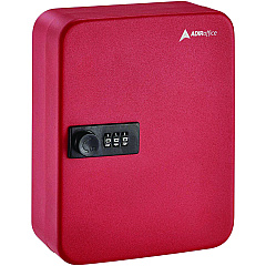 AdirOffice Steel Heavy-Duty Key Cabinet with Combination Lock, 30-Key, 6.4 x 3 x 8, Stainless Steel 304, Red (I68230RED)