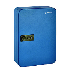 AdirOffice Steel Heavy-Duty Key Cabinet with Combination Lock, 48-Key, 7.1 x 3 x 10, Stainless Steel 304, Blue (I68248BLU)