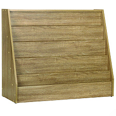 AdirKids Wood 5-Shelf Bookcase Literature Display Rack, 17.2 w x 4.88 d x 38.3 h, Medium Oak (IKI20001MEO)