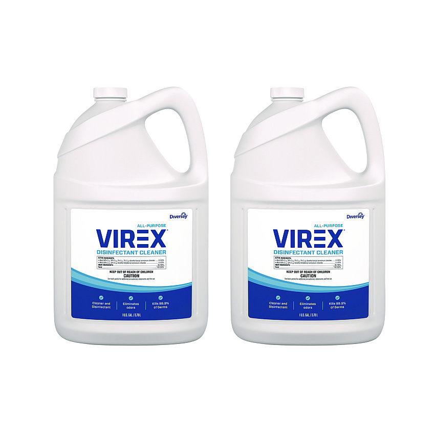 Diversey Virex All-Purpose Disinfectant Cleaner, Lemon Scent, 1 gal Container, 2/Carton (CBD540557)