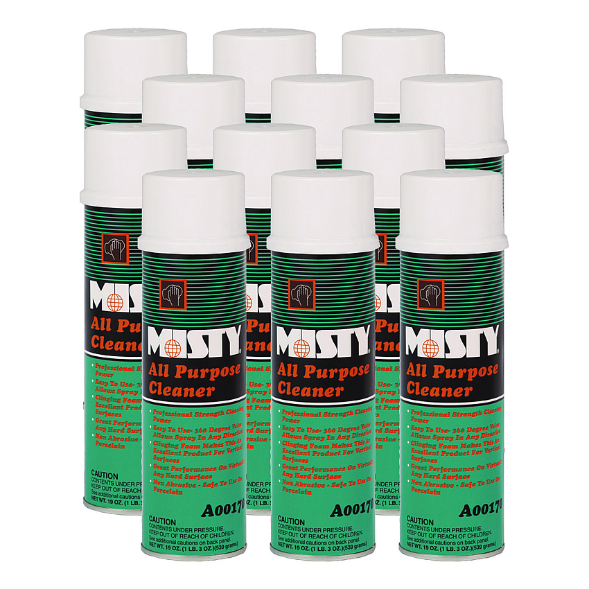 Misty All-Purpose Cleaner, Mint Scent, 19 oz Aerosol Spray, 12/Carton (1001592)