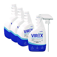 Diversey Virex All-Purpose Disinfectant Cleaner, Lemon Scent, 32 oz Spray Bottle, 4/Carton (CBD540540)