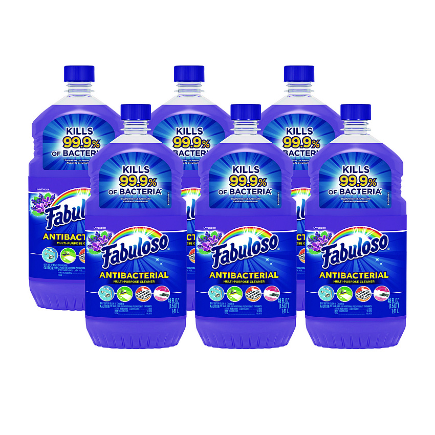 Fabuloso Antibacterial Multi-Purpose Cleaner, Lavender Scent, 48 oz Bottle, 6/Carton (98573)