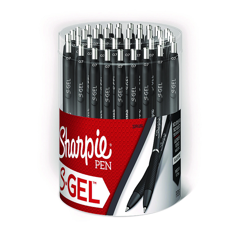 Sharpie S-Gel High-Performance Gel Pen, Retractable, Medium 0.7 mm, Black Ink, Black Barrel, 36/Pack (2096180)