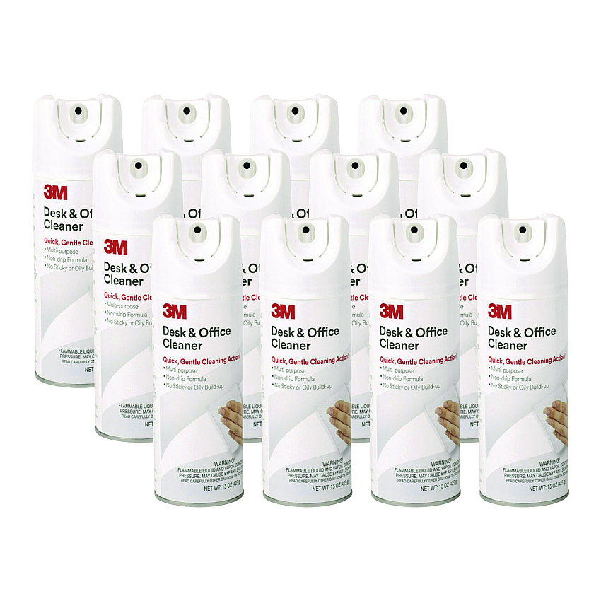 3M Desk and Office Spray Cleaner, 15 oz Aerosol Spray, 12/Carton (573CT)