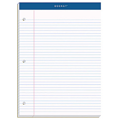 TOPS Double Docket Ruled Pads with Extra Sturdy Back, Medium/College Rule, 100 White 8.5 x 11.75 Sheets (63384)