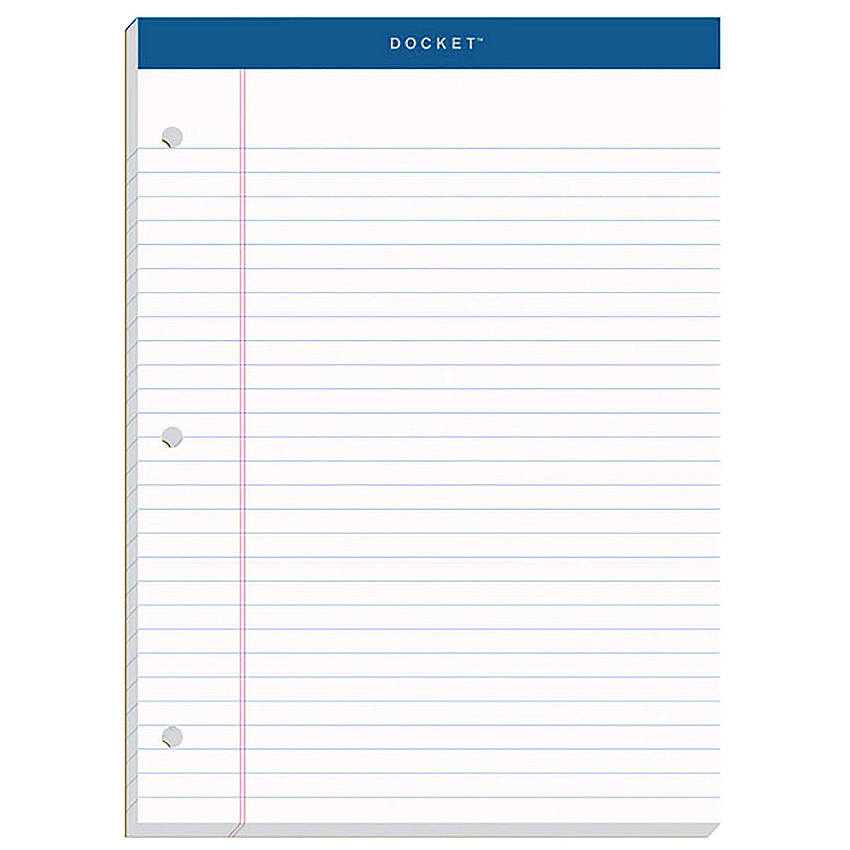 TOPS Double Docket Ruled Pads with Extra Sturdy Back, Wide/Legal Rule, 100 White 8.5 x 11.75 Sheets (63379)