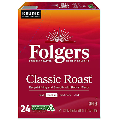 Folgers Gourmet Selections Classic Roast Coffee K-Cups, 24/Box (6685)