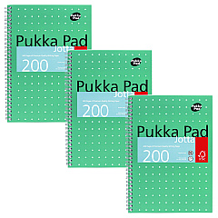 PUKKA PAD B5 Size Notebook, 1 -Subject, Medium/College Rule, Green Cover, (100) 9.8 x 6.9 Sheets, 3/Pack (8520MET)