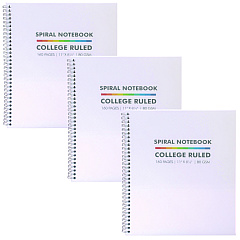 PUKKA PAD Letter Size Notebook, 1-Subject, Medium/College Rule, White Cover, (80) 11 x 8.5 Sheets, 3/Pack (9758BAS)