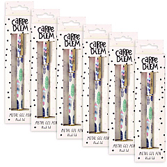 PUKKA PAD Carpe Diem All Metal Gel Pens Gel Pen, Stick, Medium 0.7 mm, Black Ink, White/Blue/Green Feather Barrel, 6/Pack (9213CD)