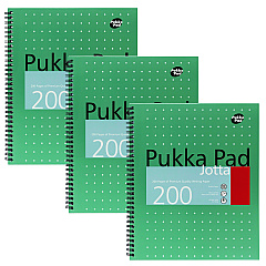PUKKA PAD Letter Size Notebook, 1-Subject, Medium/College Rule, Metallic Green with White Dots Cover, (100) 11 x 8.5 Sheets, 3/Pack (8751MET)