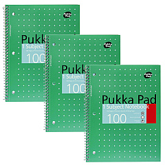 PUKKA PAD Letter Size 1-Subject Notebook, Medium/College Rule, Metallic Green Cover with White Dots, (50), 10.5 x 8 Sheets, 3/Pack (8795MET)