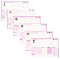 PUKKA PAD Weekly Planner Pad, 8.27 x 11.61, Pink Cover, 12-Month, Undated, 6/Pack (9163CD)