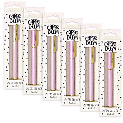 PUKKA PAD Carpe Diem All Metal Gel Pens Gel Pen, Stick, Medium 0.7 mm, Black Ink, Pink Barrel, 6/Pack (9157CD)