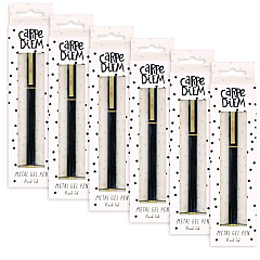 PUKKA PAD Carpe Diem All Metal Gel Pens Gel Pen, Stick, Medium 0.7 mm, Black Ink, Black Barrel, 6/Pack (9114CD)