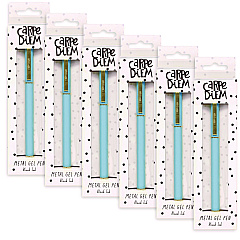 PUKKA PAD Carpe Diem All Metal Gel Pens Gel Pen, Stick, Medium 0.7 mm, Black Ink, Blue Barrel, 6/Pack (9171CD)