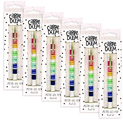 PUKKA PAD Carpe Diem All Metal Gel Pens Gel Pen, Stick, Medium 0.7 mm, Black Ink, Color Wash Multicolor Barrel, 6/Pack (9181CD)
