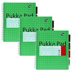 PUKKA PAD Letter Size Project Book, 5-Subject, Medium/College Rule, Metallic Green with White Dots Cover, (100) 11 x 8.5 Sheets, 3/Pack (8748MET)
