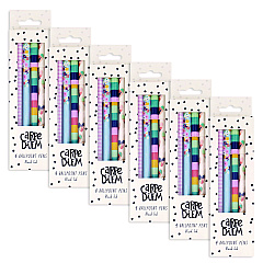 PUKKA PAD Carpe Diem Ballpoint Pen, Stick, Medium 0.7 mm, Black Ink, Assorted Ditzy Floral Collection, 4 Pens/Pack, 6 Packs/Box (9228CD)