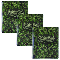 PUKKA PAD Letter Size Notebook, 1-Subject, Medium/College Rule, Green/Black Camo Knit Cover, (100) 11 x 8.5 Sheets, 3/Pack (9755CAM)
