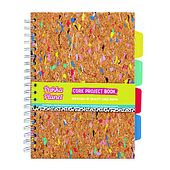 PUKKA PAD B5 Size Eco Project Book, 4-Subject, Medium/College Rule, Cork/Multicolor Cover, (100) 9.8 x 6.9 Sheets (9856SPP)