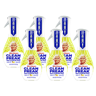 Mr. Clean Clean Freak Deep Cleaning Mist Multi-Surface Spray, Lemon, 16 oz Spray Bottle, 6/Carton (79129)