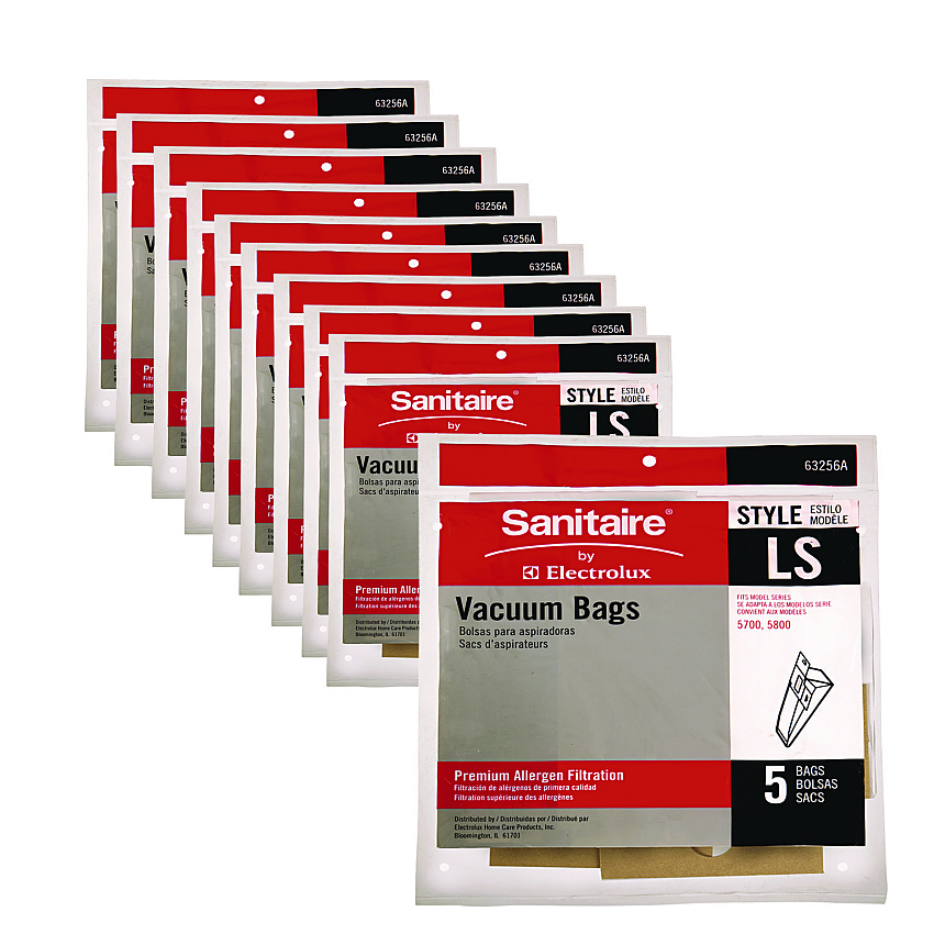 Sanitaire Commercial Upright Vacuum Cleaner Replacement Bags, Style LS, 5/Pack, 10 PK/CT (63256A10CT)