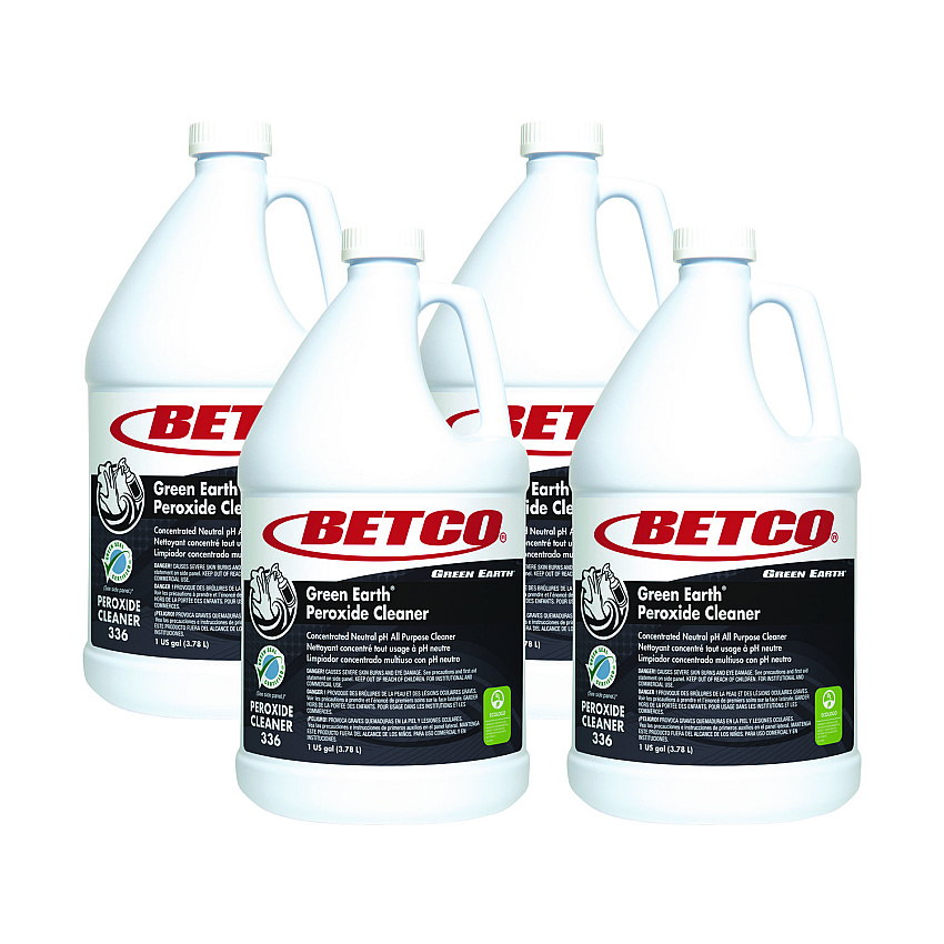 Betco Green Earth Peroxide Cleaner, Fresh Mint Scent, 1 gal Bottle, 4/Carton (3360400)
