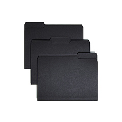 Smead Interior File Folders, 1/3-Cut Tabs: Assorted, Letter Size, 0.75" Expansion, Black/Gray, 100/Box (10243)