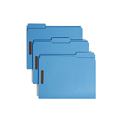 Smead Top Tab Colored Fastener Folders, 2 Fasteners, Letter Size, Blue Exterior, 50/Box (12040)
