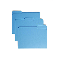 Smead Colored File Folders, 1/3-Cut Tabs: Assorted, Letter Size, 0.75" Expansion, Blue, 100/Box (12043)